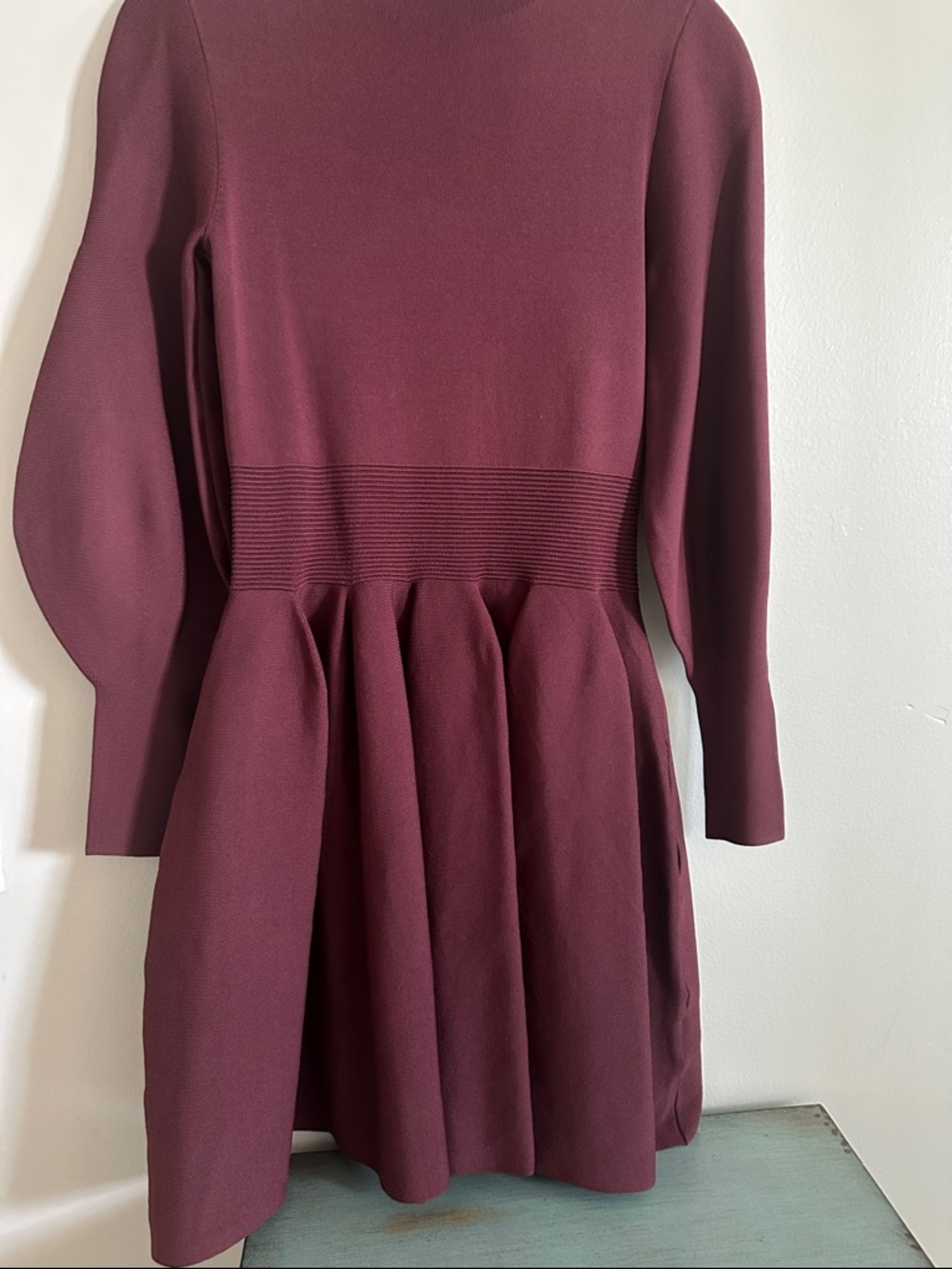 Ted Baker Burgundy High-Neck Fit & Flare Mini Dress - Picture 9 of 12